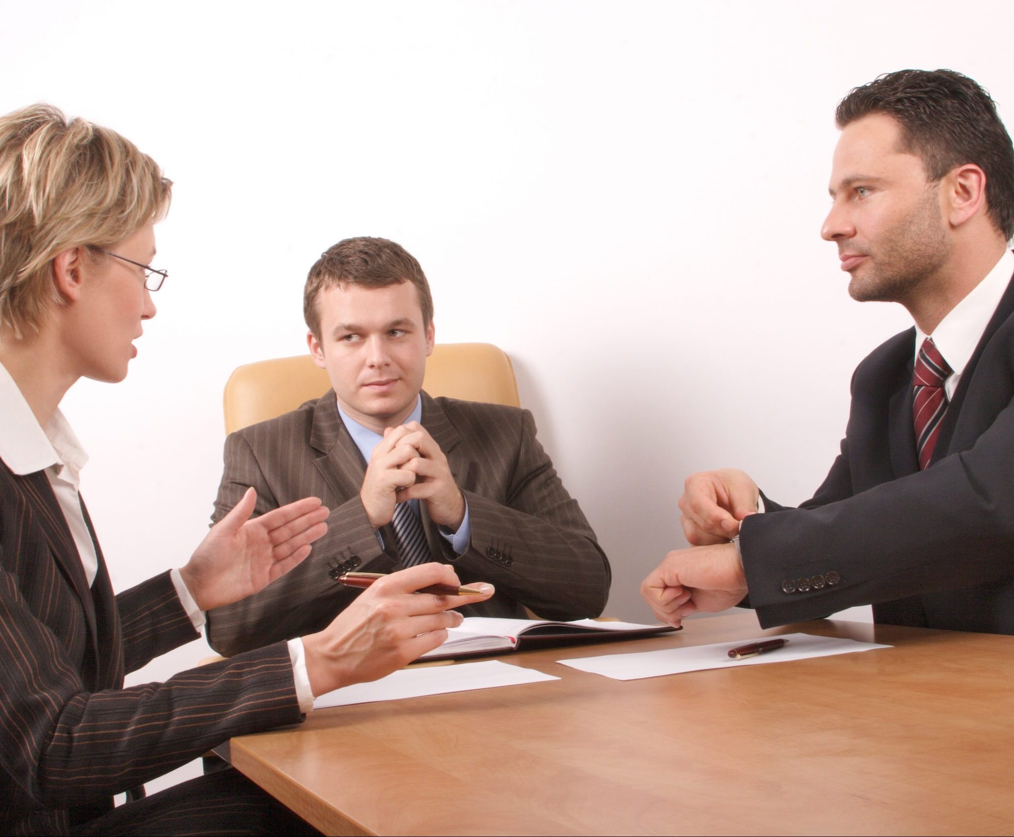 business meeting of 3 persons